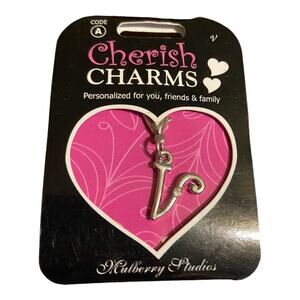 Cherish Charms V Monogram Initial Bracelet Charm NEW NWT‎ Silvertone Silver Tone